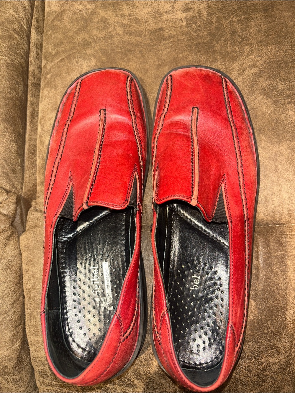 Women’s Red Leather Slip-On Loafers